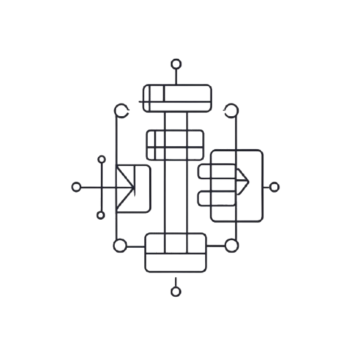 A minimalist black line drawing of an electronic circuit schematic or technical diagram on a solid white background.