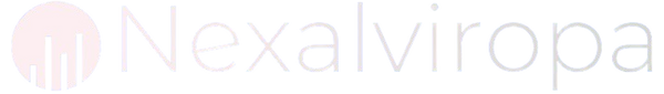 A minimalist logo featuring a pale pink circular emblem with vertical bars on the left and the word 'Nexalviropa' in a thin, light gray sans-serif font on a white background.